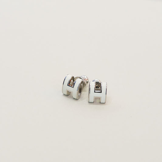 全新現貨 HERMES Mini Pop H Earrings 白 銀 耳環
