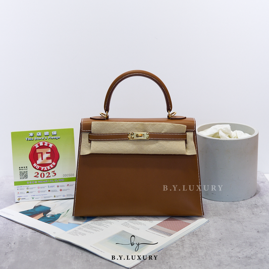 全新現貨 HERMES Kelly 25 福寶馬鞍皮 34 Fauve 金扣