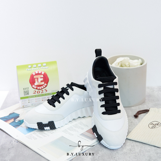 全新現貨 HERMES Bouncing Sneaker 37 Noir Blanc 黑白熊貓