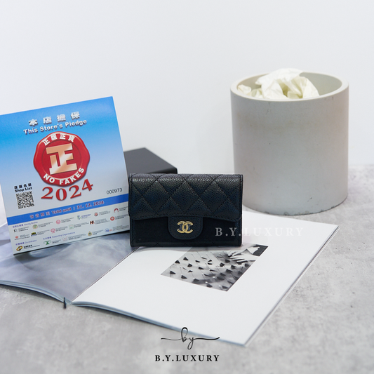 全新現貨 CHANEL Card Holder 黑 牛皮 金扣 卡片套 AP0214