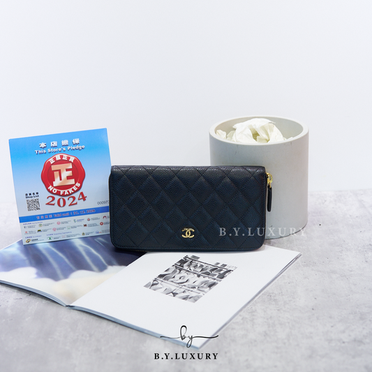 閑置品 CHANEL Long Zipped Wallet Calfskin GHW