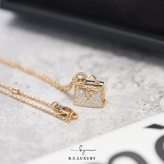 全新現貨 HERMES Amulettes Kelly 18K Gold 0.39ct Diamond Pendant 玫瑰金