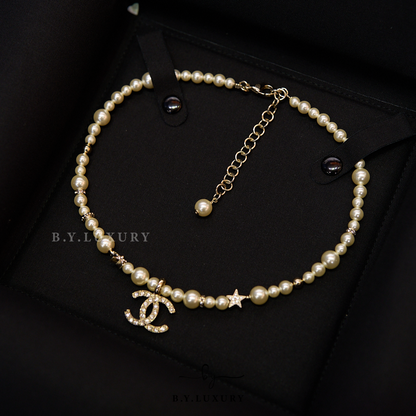 全新現貨 CHANEL CC Necklace 淡金金屬珍珠頸鏈 ABB256