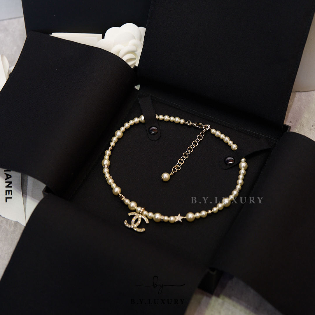 全新現貨 CHANEL CC Necklace 淡金金屬珍珠頸鏈 ABB256