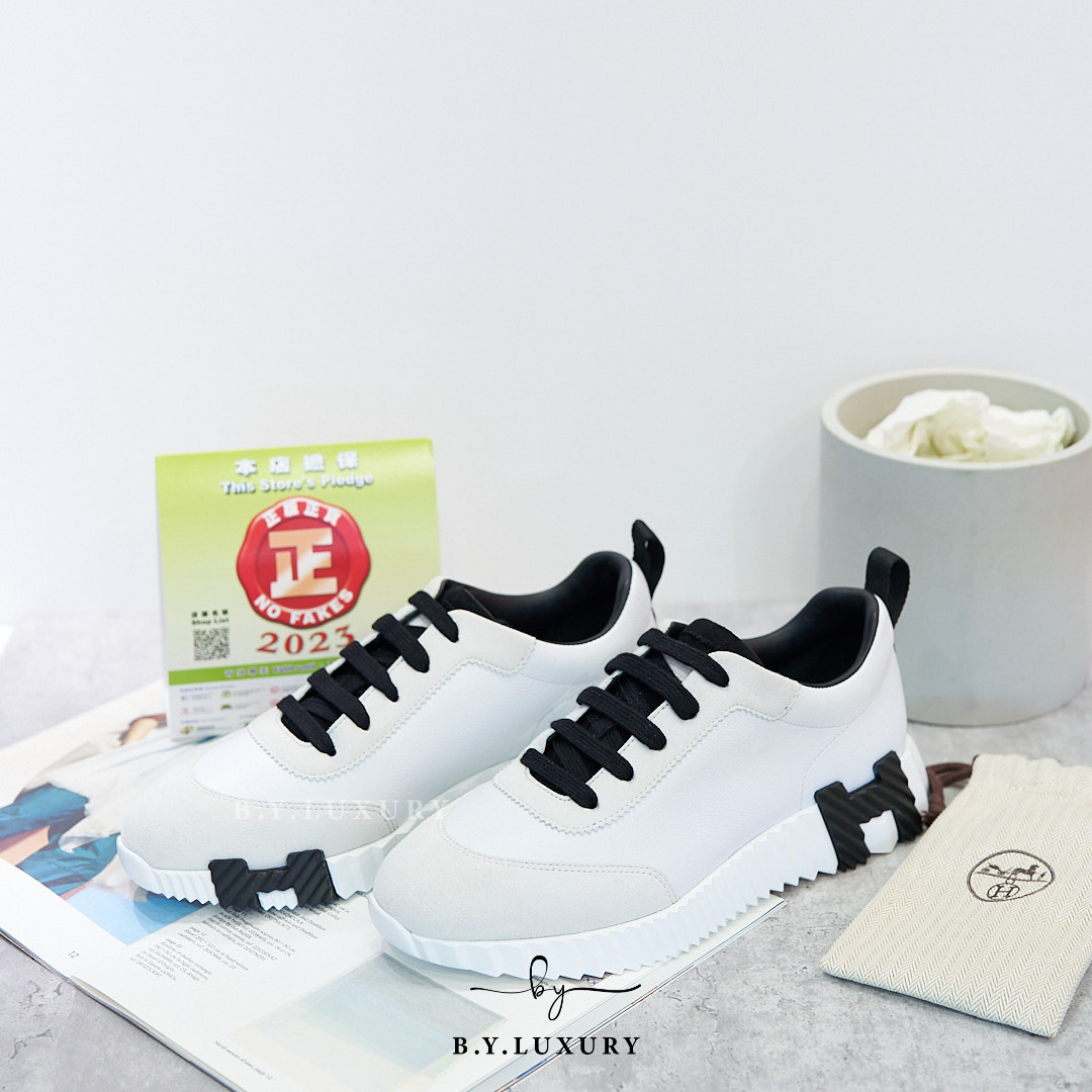全新現貨 HERMES Bouncing Sneaker 37 Noir Blanc 黑白熊貓