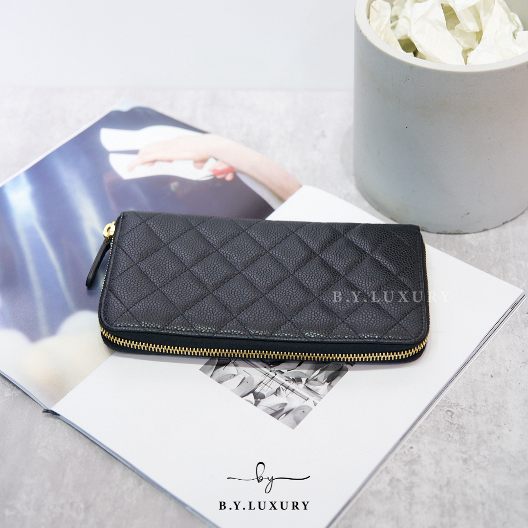 閑置品 CHANEL Long Zipped Wallet Calfskin GHW