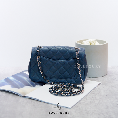 閑置品 CHANEL Classic Flap Bag 20 Calfskin Blue PHW