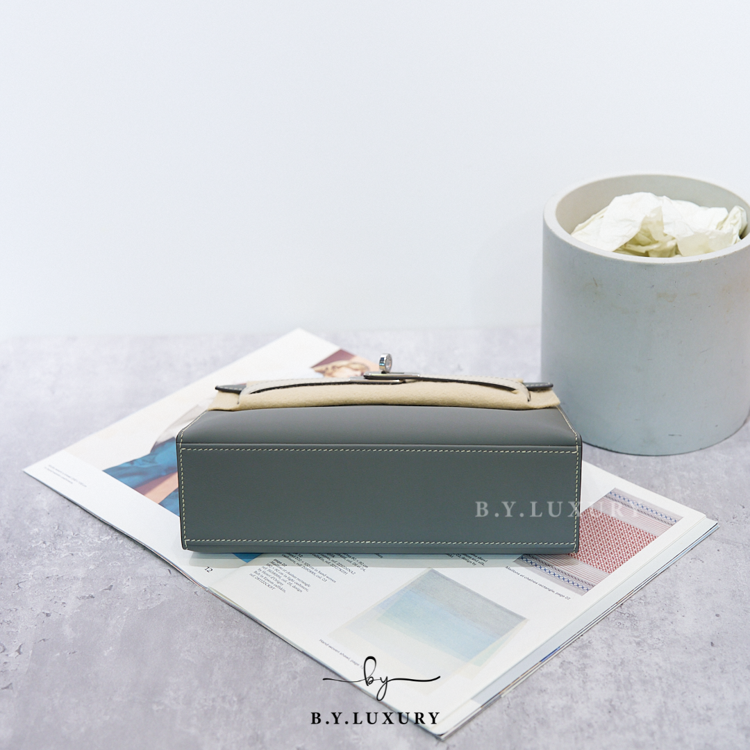 全新現貨VVVIP HERMES mini Kelly SO Swift Gris Meyer 0L x Beton 8L PHW