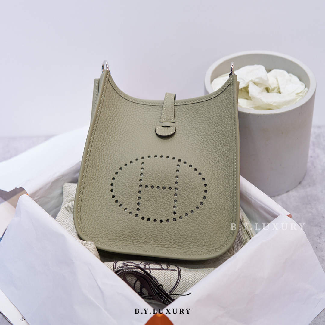 全新現貨 HERMES mini Evelyne TC Sauge PHW