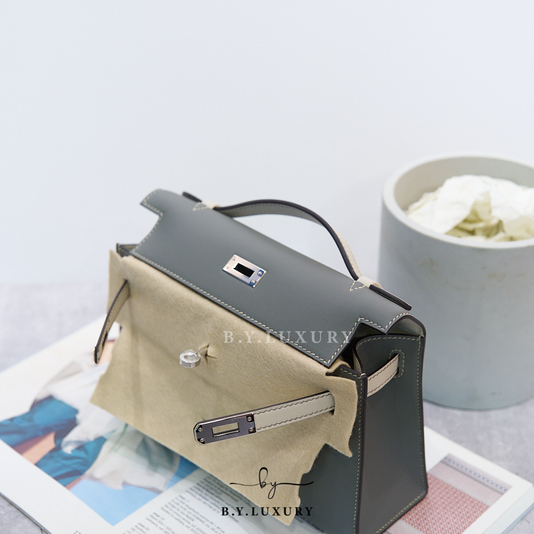 全新現貨VVVIP HERMES mini Kelly SO Swift Gris Meyer 0L x Beton 8L PHW