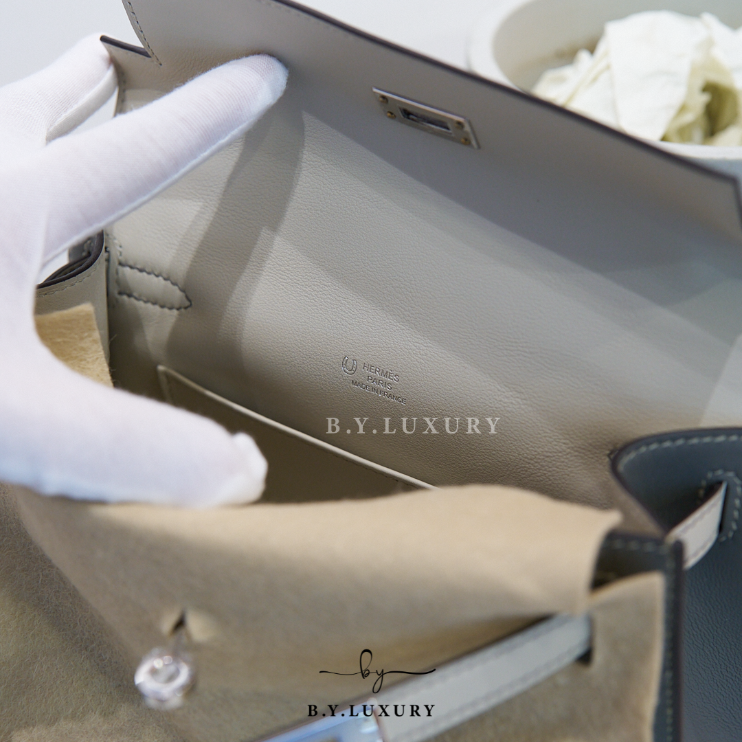全新現貨VVVIP HERMES mini Kelly SO Swift Gris Meyer 0L x Beton 8L PHW