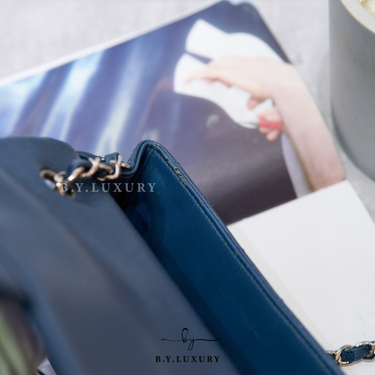 閑置品 CHANEL Classic Flap Bag 20 Calfskin Blue PHW