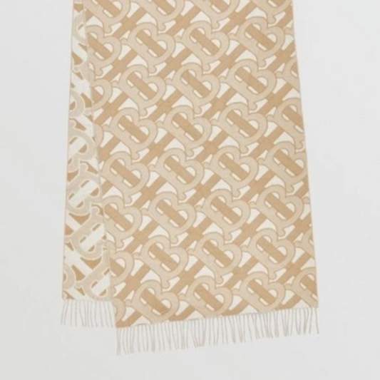 全新現貨 BURBERRY Monogram Cashmere Wool Blend Jacquard Scarf 意大利製羊毛頸巾