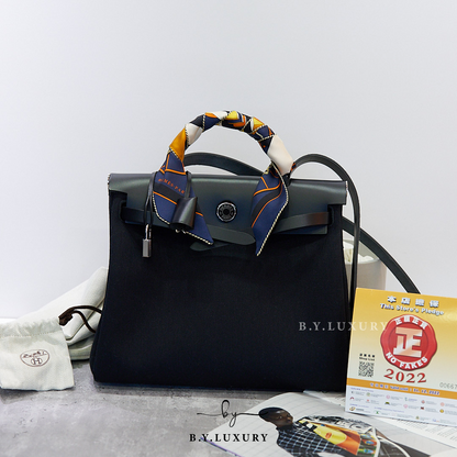 閑置品 HERMES Herbag 31 So Black 89 黑色 銀扣