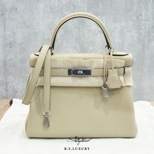 全新現貨 HERMES Kelly 28 TC S2 風衣灰 銀扣